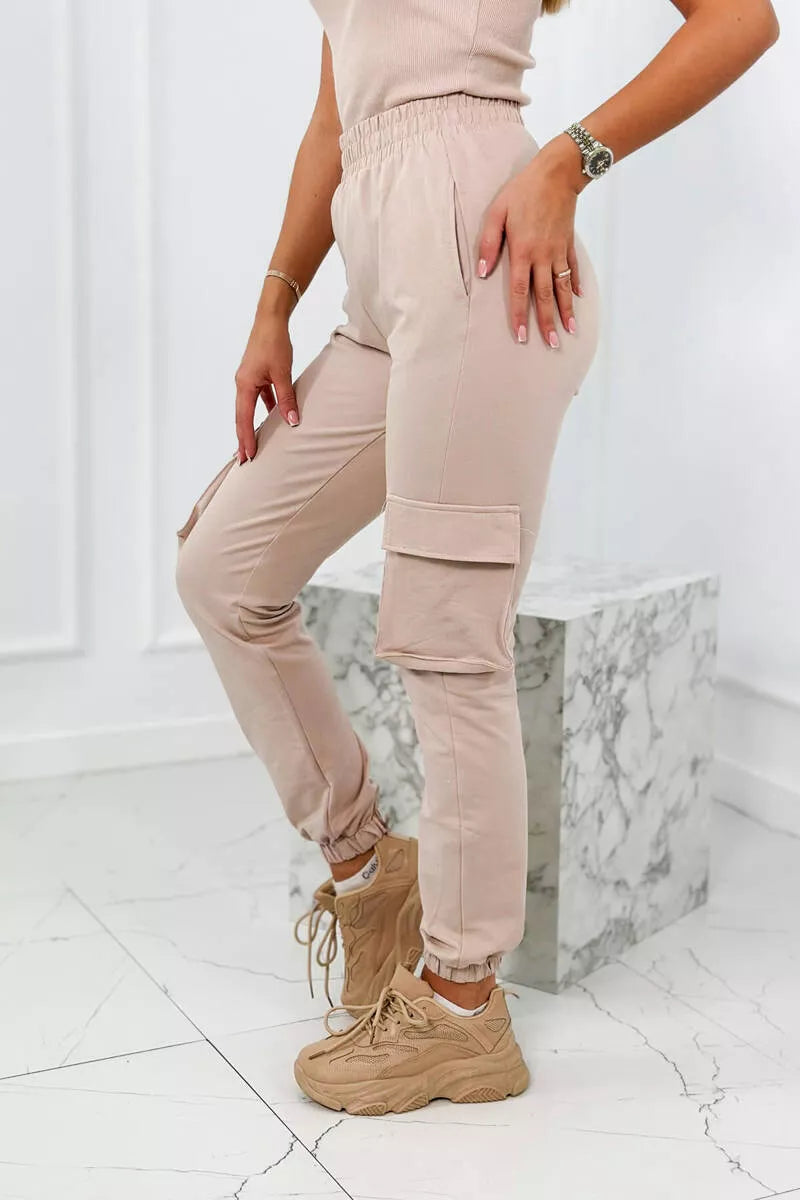 Lovet three-piece women's light beige suit.