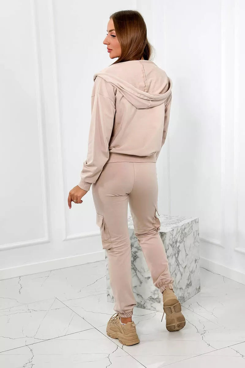 Lovet three-piece women's light beige suit.