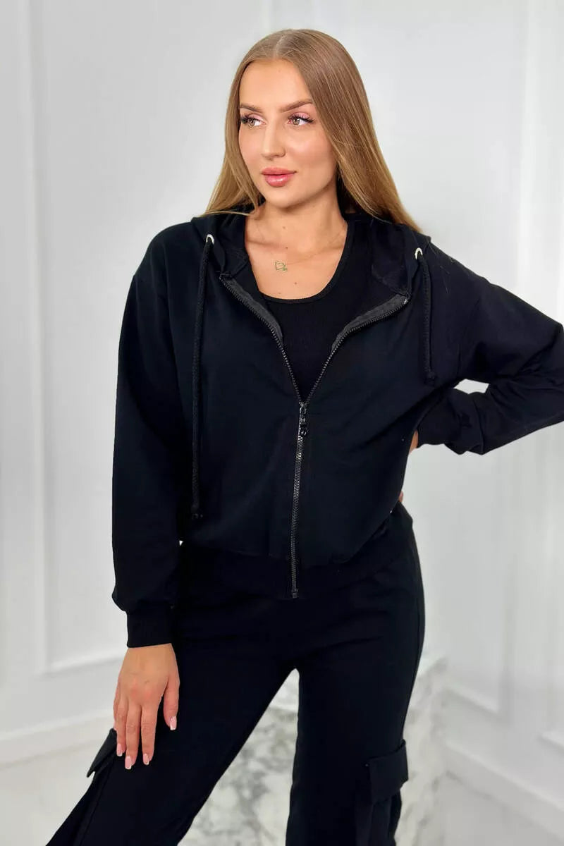 Lovet three-piece black women's suit.