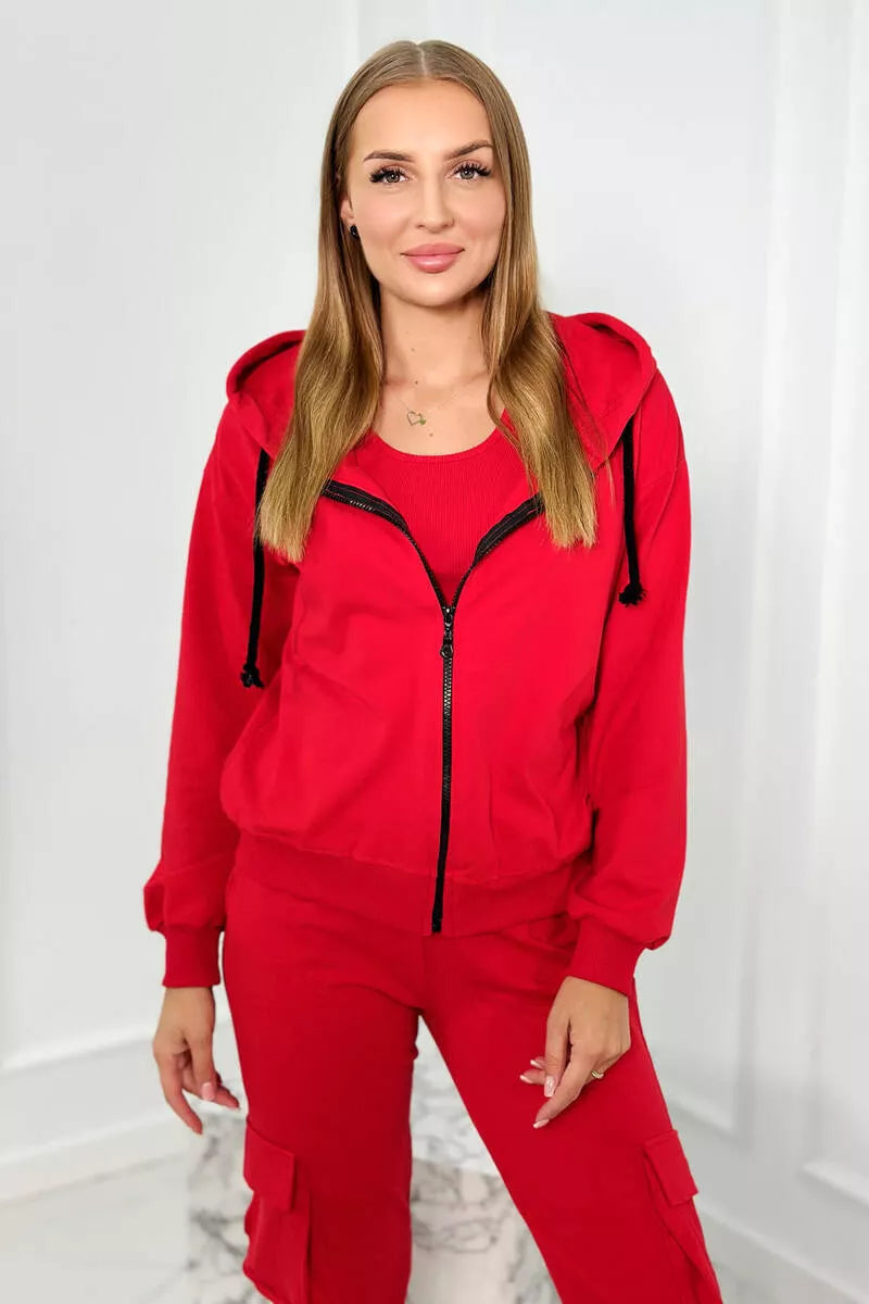 Lovet three-piece women's red suit.