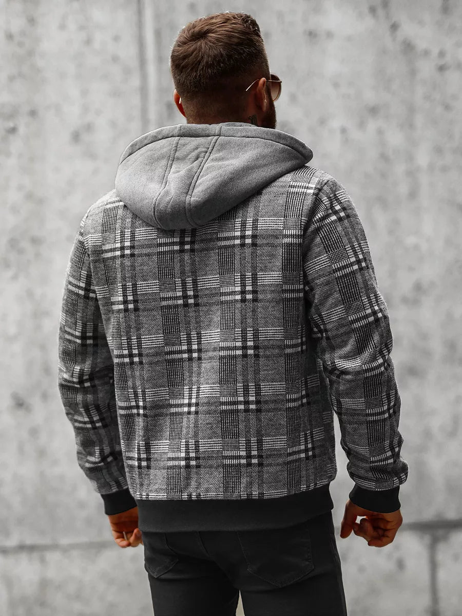 Dark gray men's shirt-style jacket with hood Rori