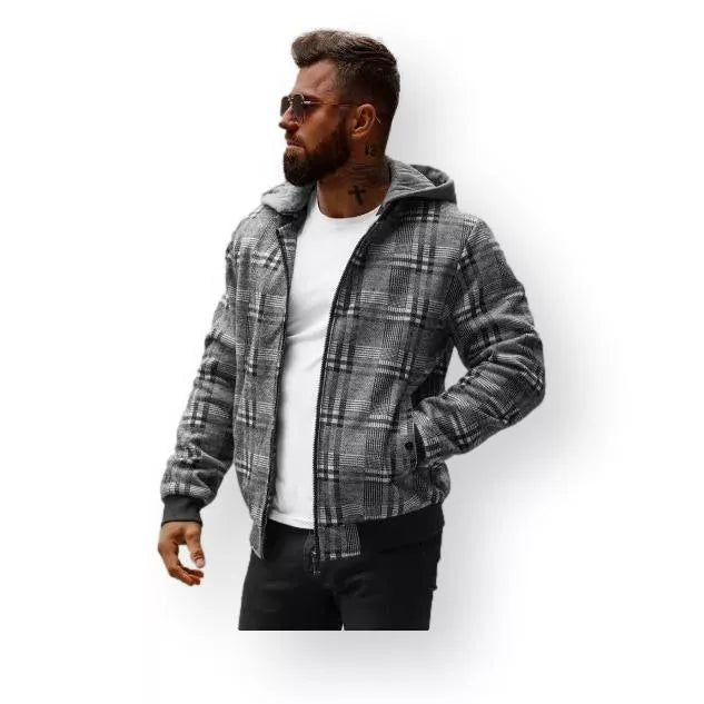 Dark gray men's shirt-style jacket with hood Rori