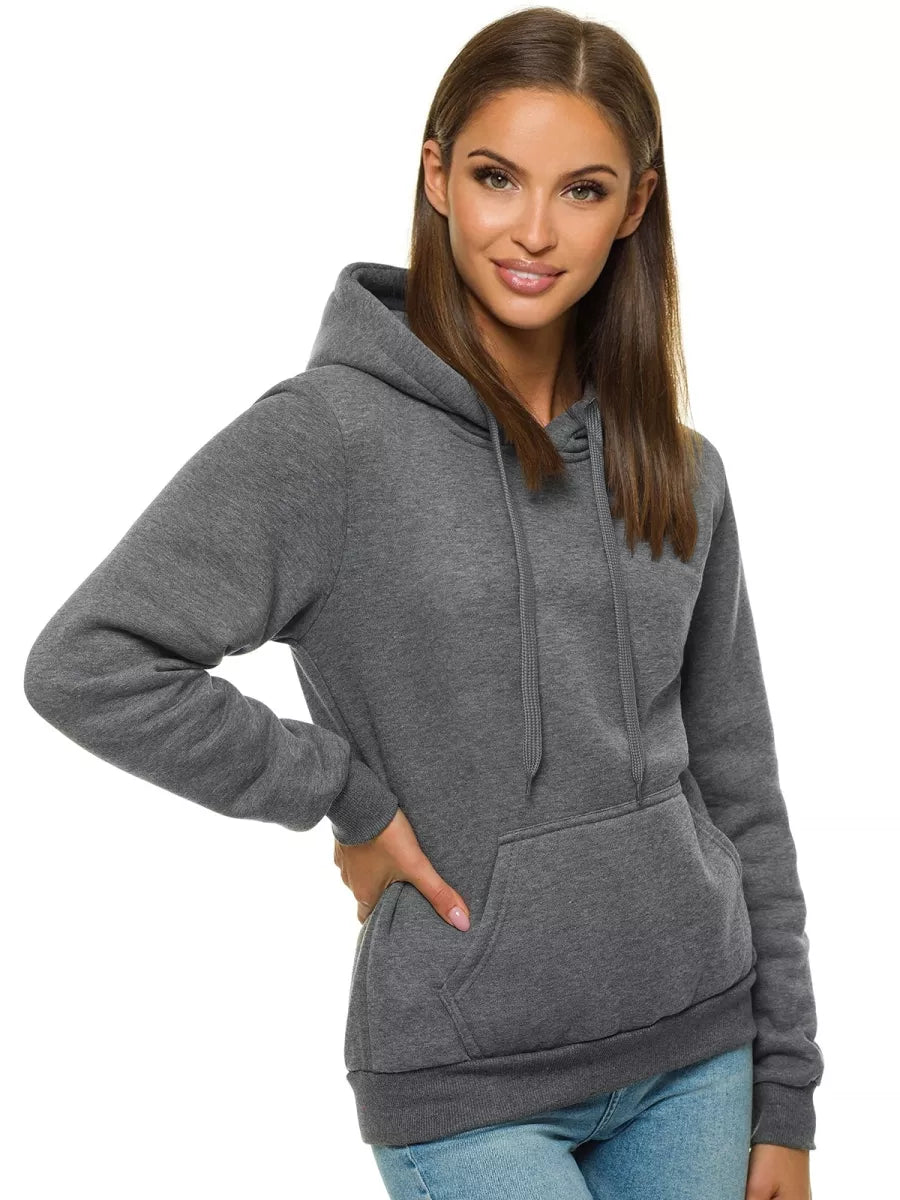 Dark gray women's sweatshirt with a hood Molin