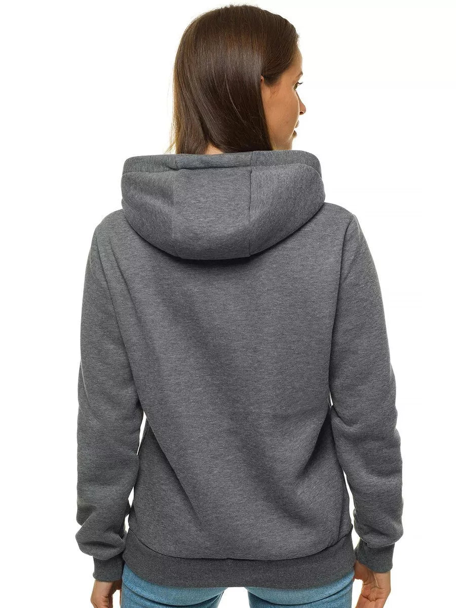 Dark gray women's sweatshirt with a hood Molin