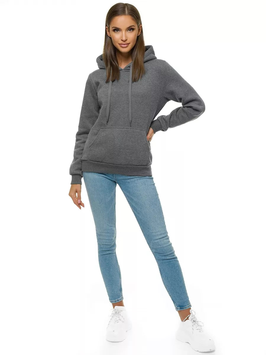 Dark gray women's sweatshirt with a hood Molin