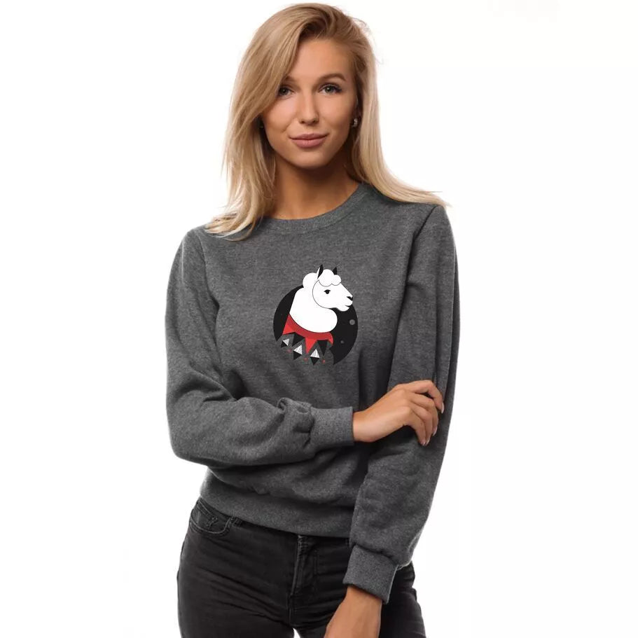 Dark gray women's sweatshirt without a hood Lama