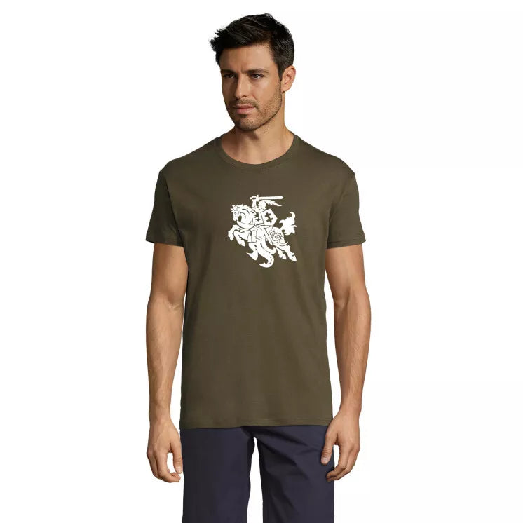 Dark green men's T-shirt VYTIS white