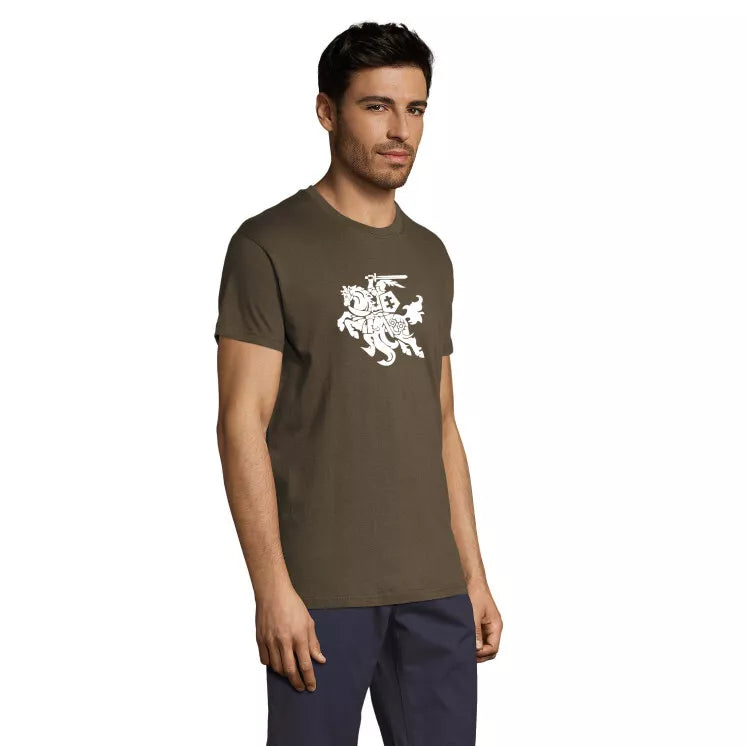 Dark green men's T-shirt VYTIS white