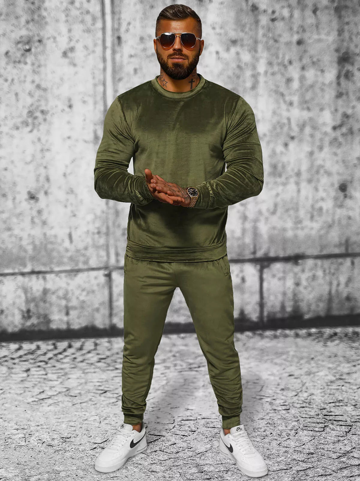Dark green men's velour suit Bill
