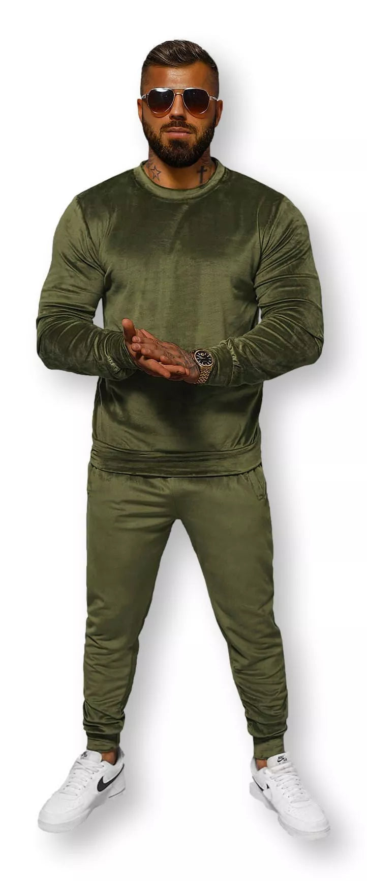 Dark green men's velour suit Bill