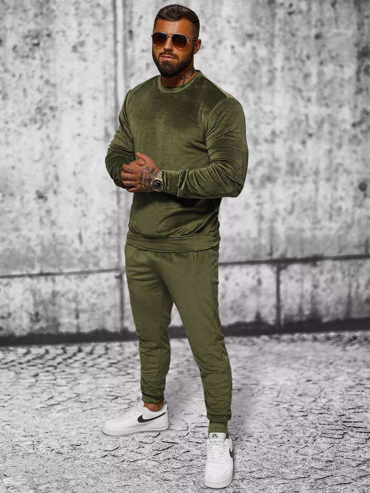 Dark green men's velour suit Bill