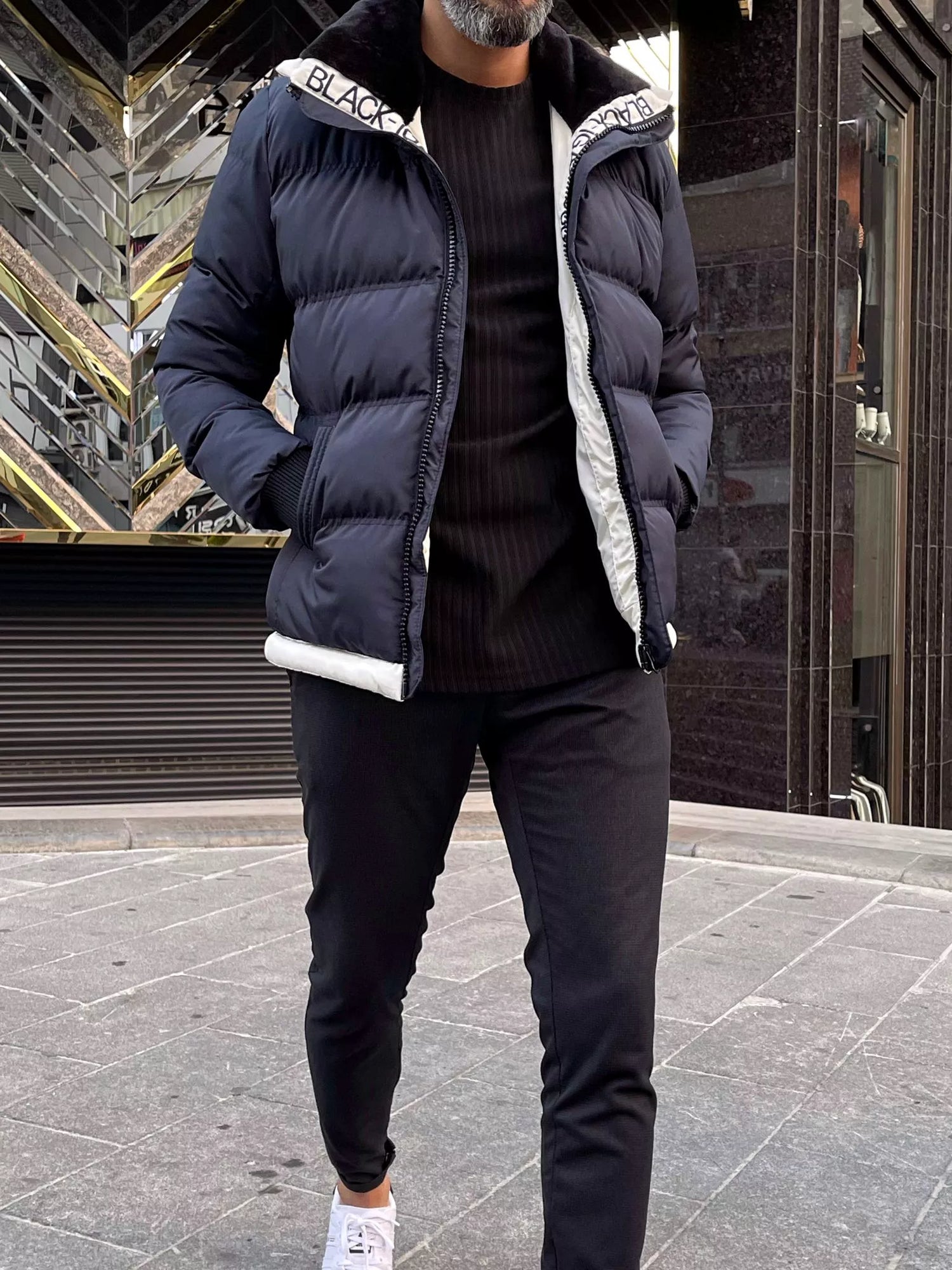 Dark blue men's jacket without hood Tido