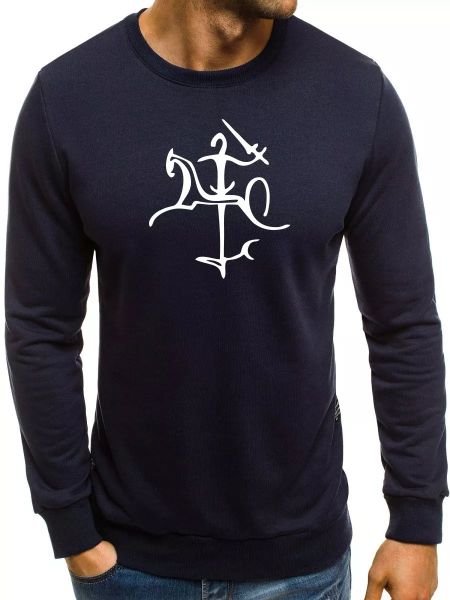 Navy blue sweater with Vytis styling