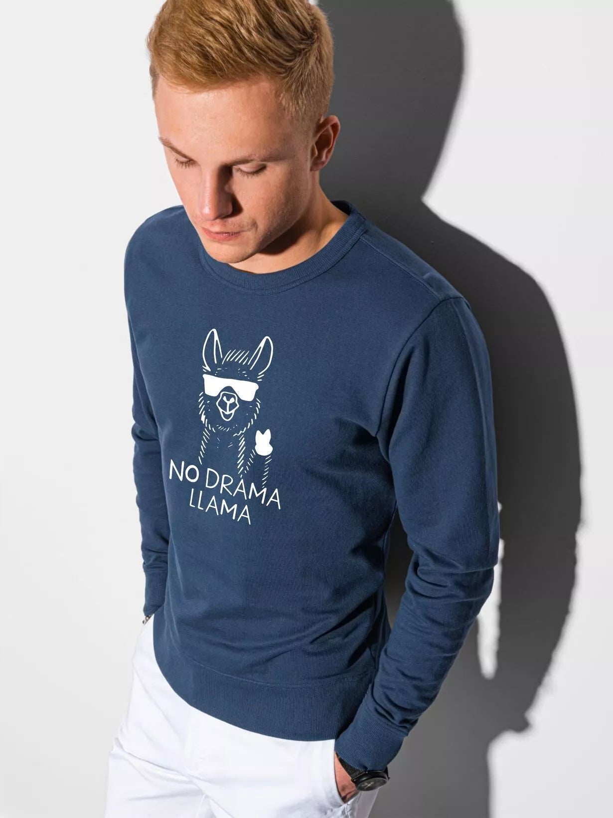 Navy blue sweater No drama Llama 