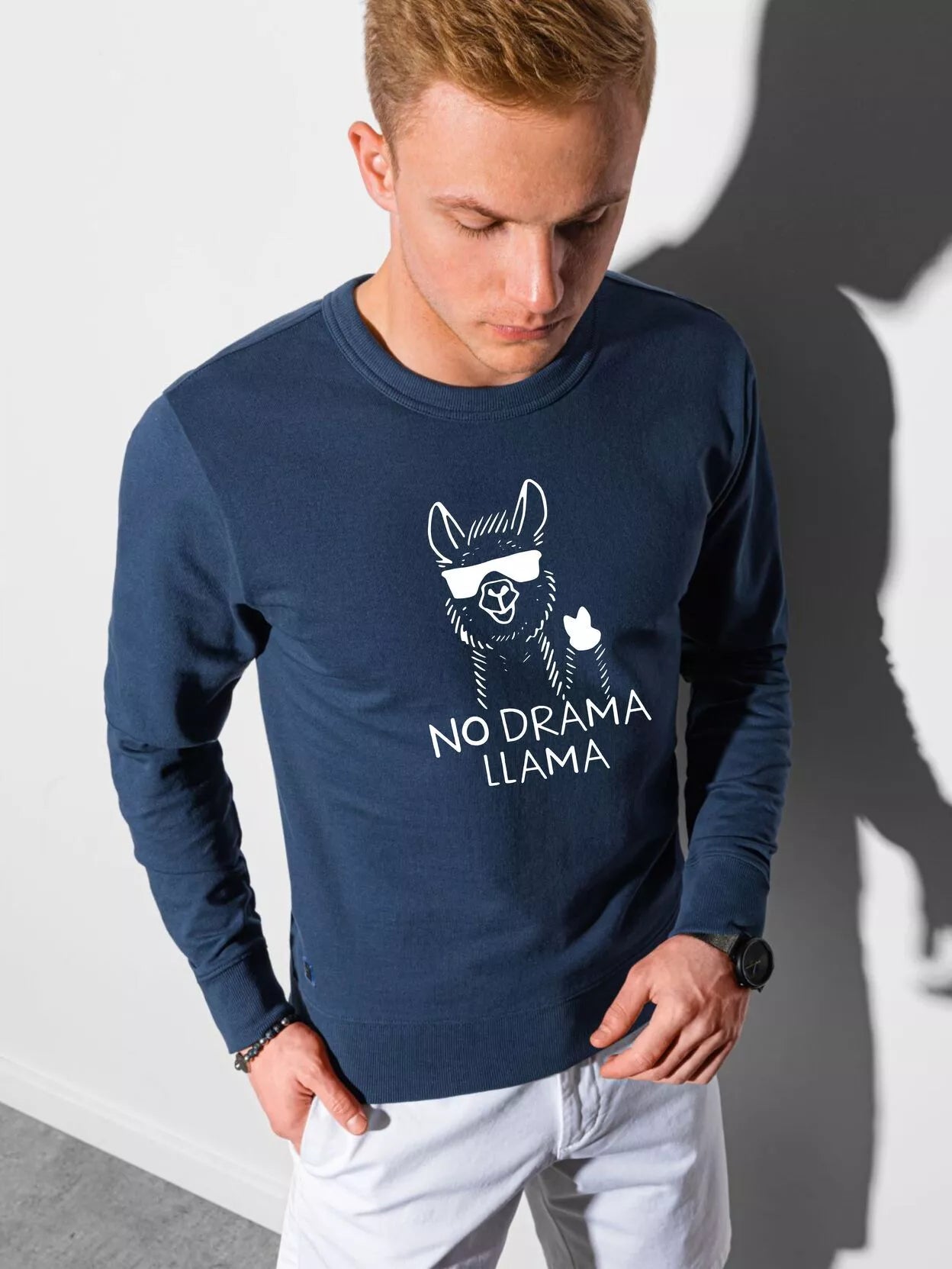 Navy blue sweater No drama Llama 