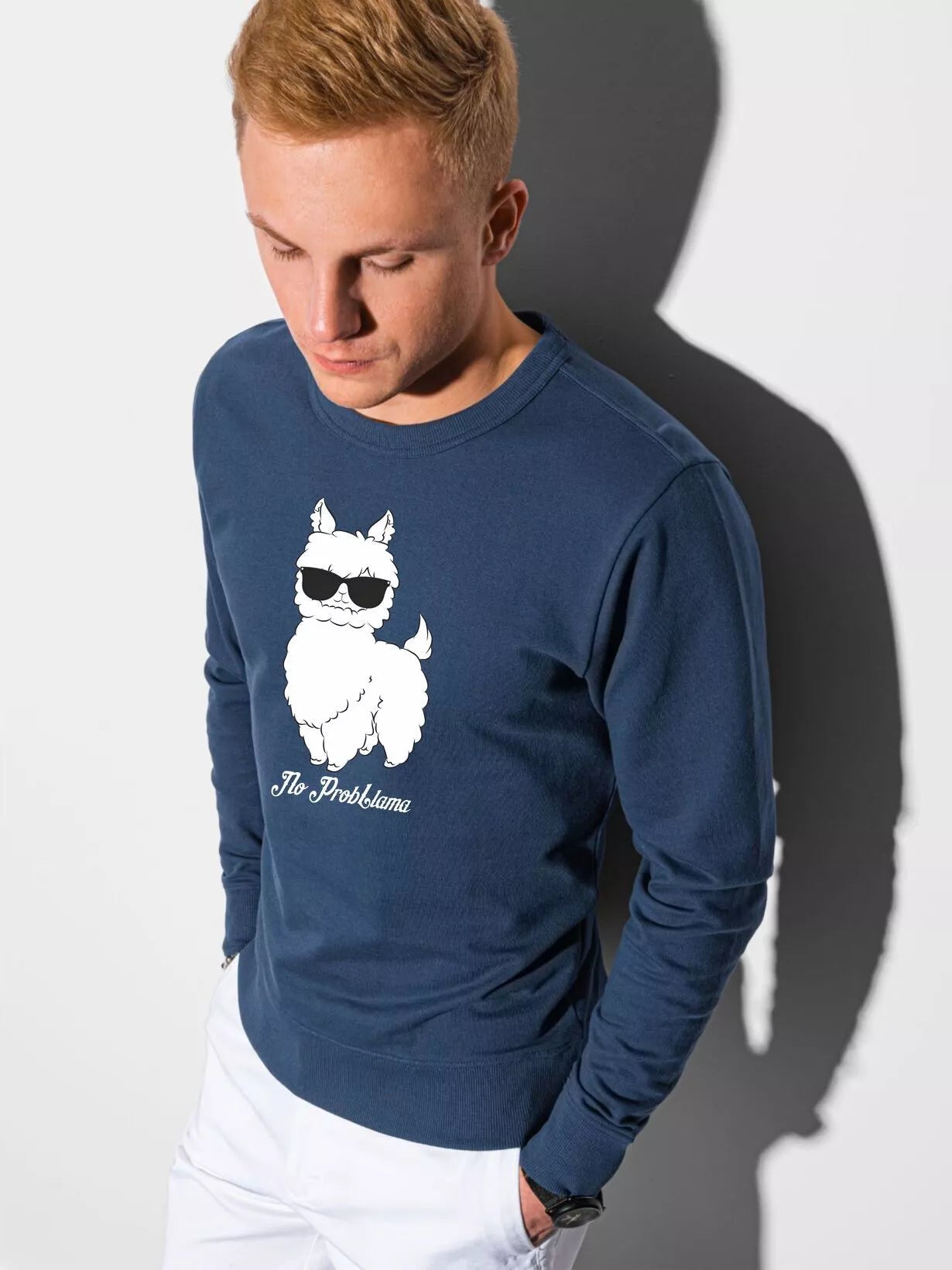 Navy blue sweater No ProbLlama 