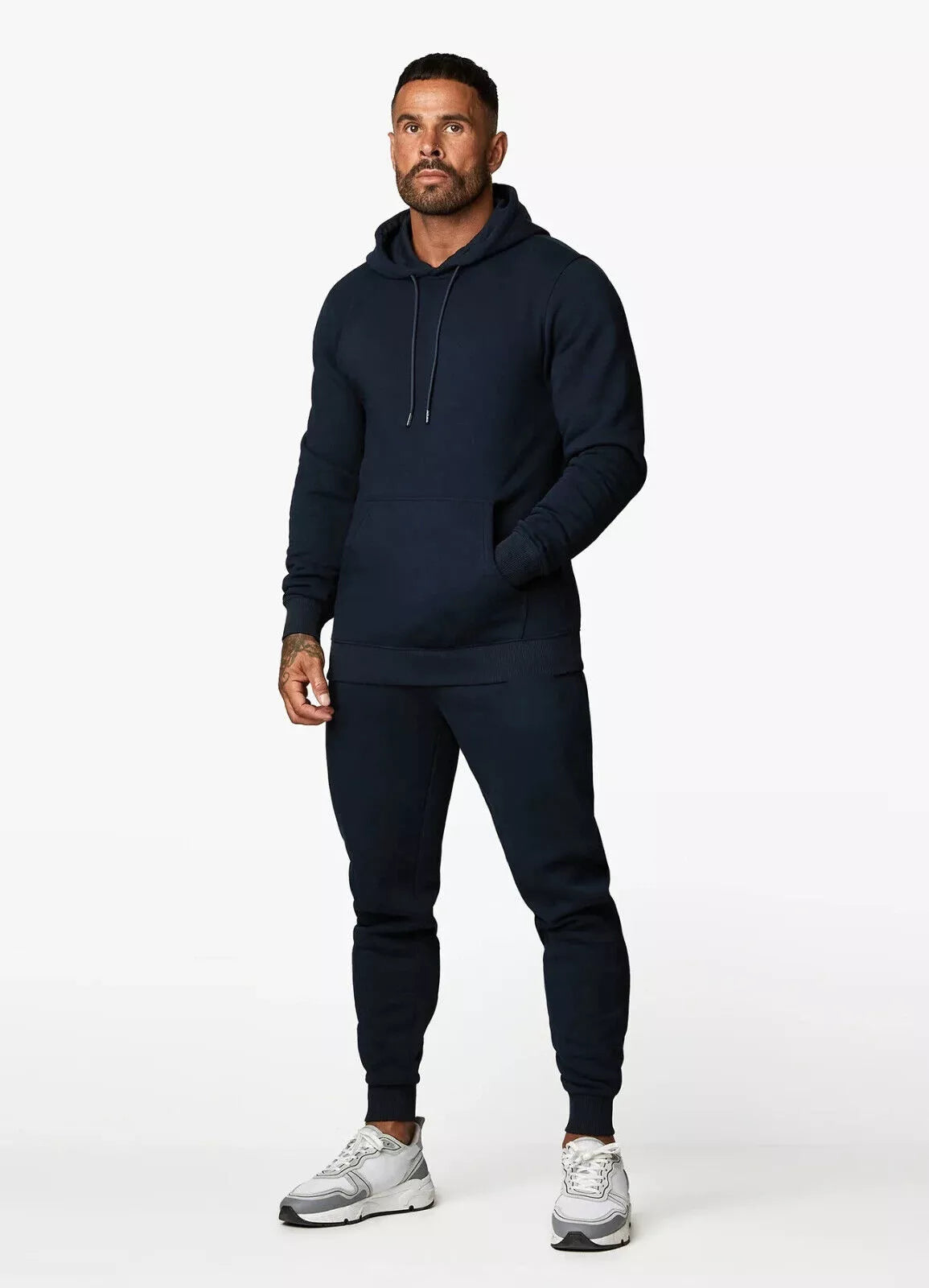 Dark blue hooded tracksuit for men Take