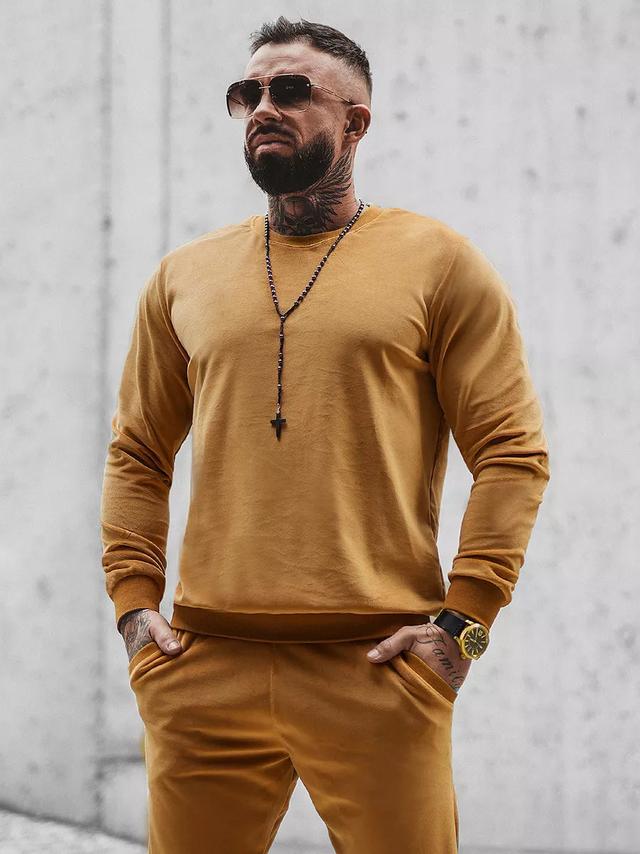 Men's brown velour casual set Kafil