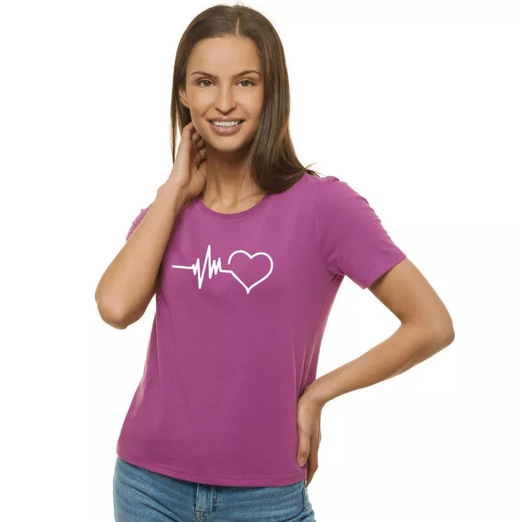 Women's lilac T-shirt Heartbeat