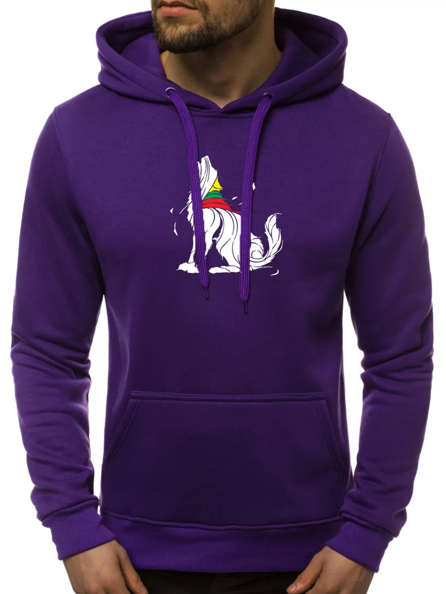 Purple men's hoodie Wolf