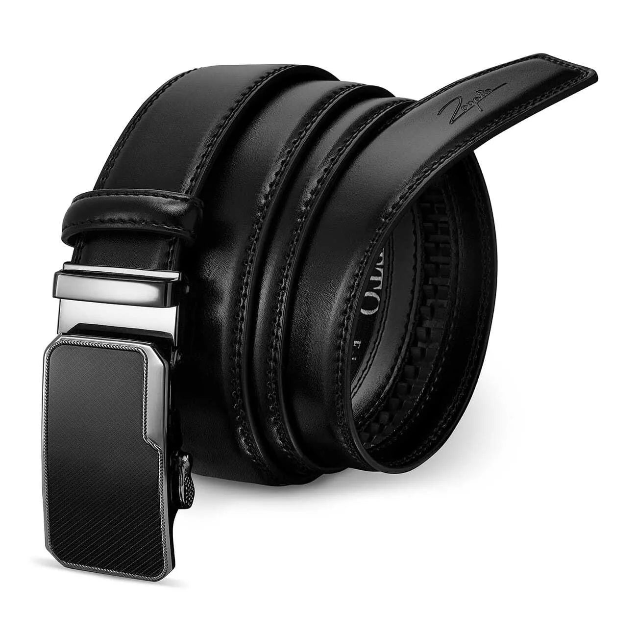 Men's leather belt with automatic buckle Allen (black) 