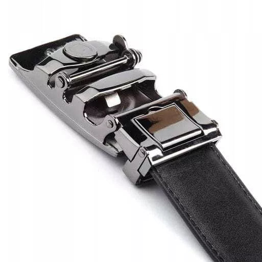 Men's leather belt with automatic buckle Allen (black) 
