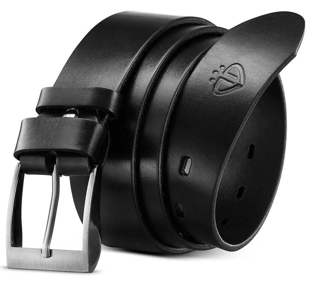 Men's leather belt Munel (black) 