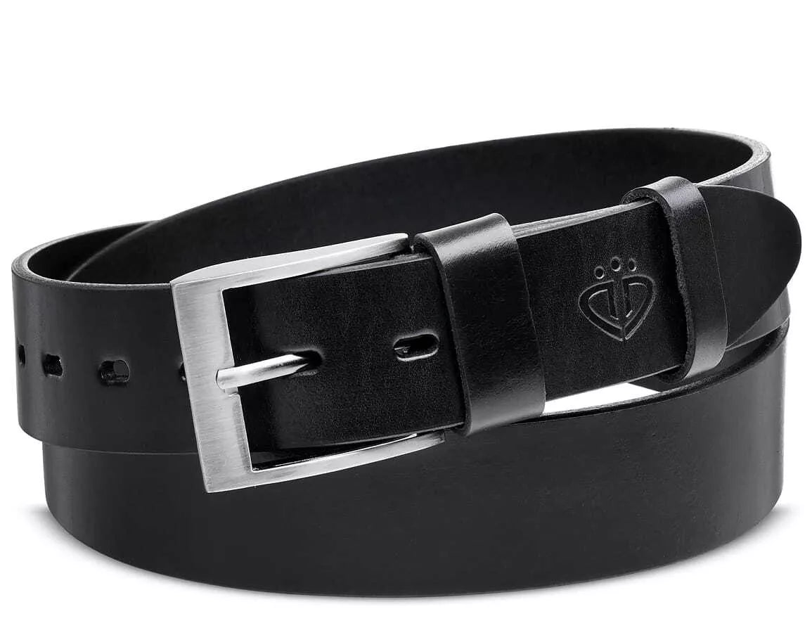 Men's leather belt Munel (black) 