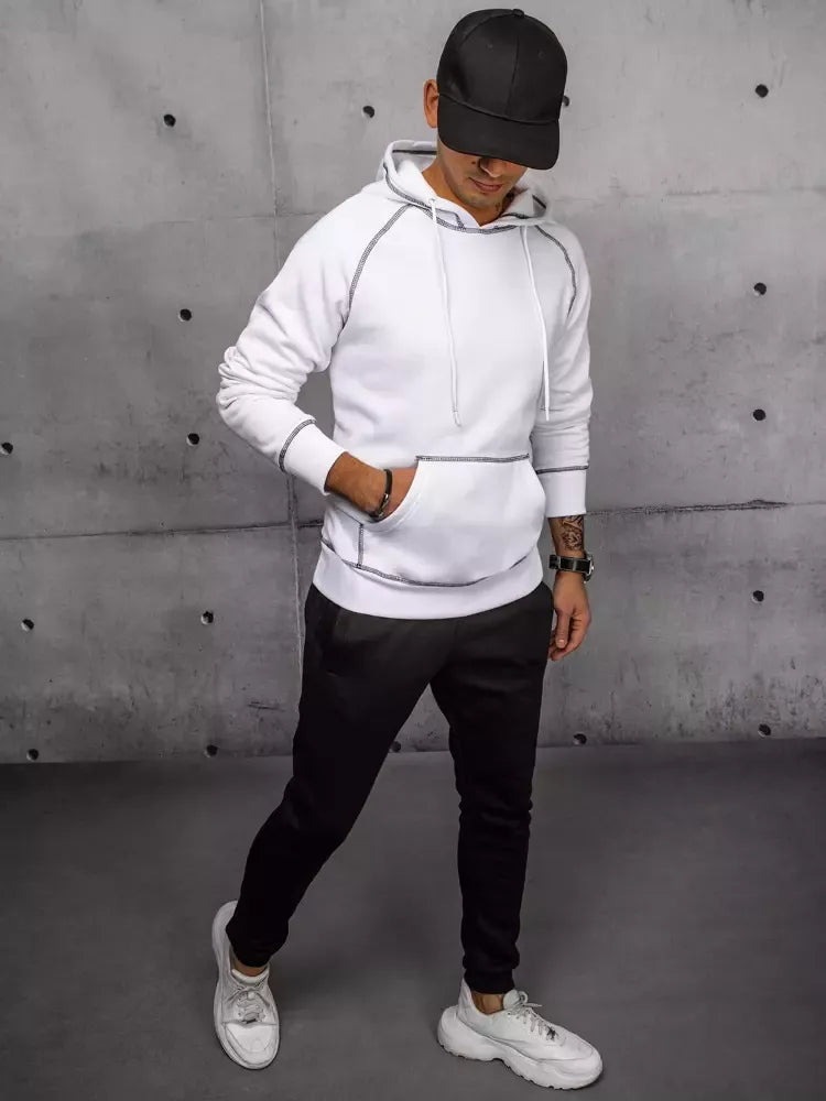 Men's white hoodie Kitol