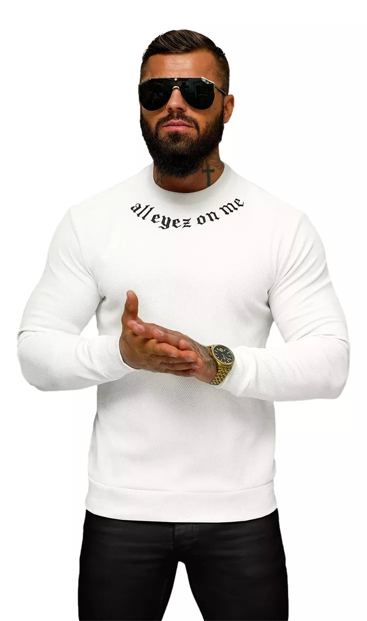 Men's white sweater All eyes on me