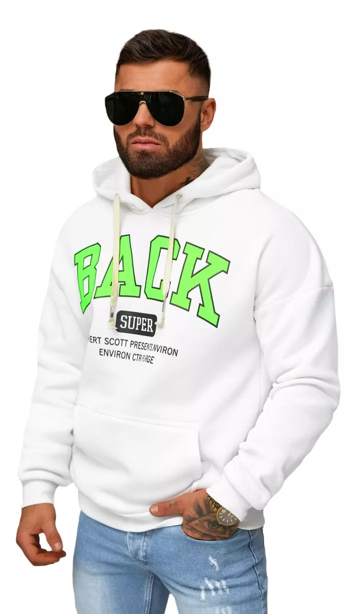 Men's white hoodie Back