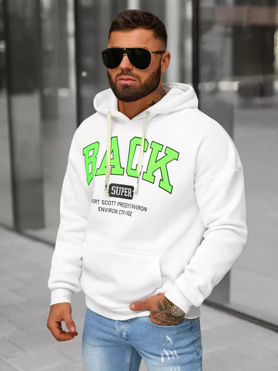 Men's white hoodie Back