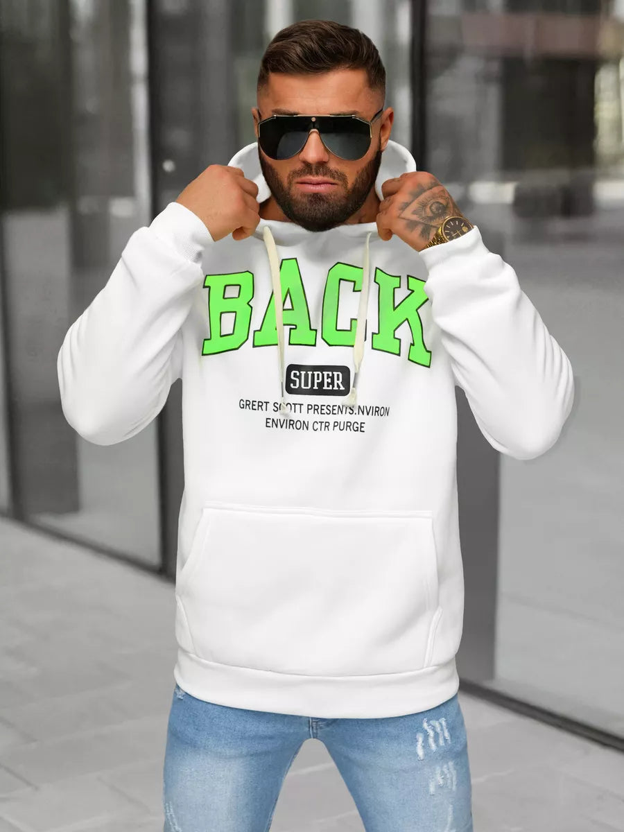 Men's white hoodie Back