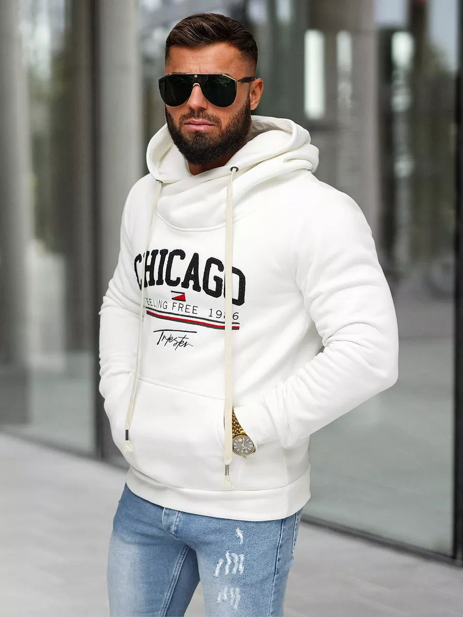 Men's white hoodie Chicago