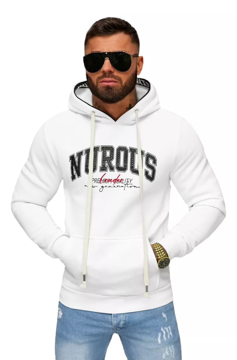Men's white sweatshirt with a hood Nurous