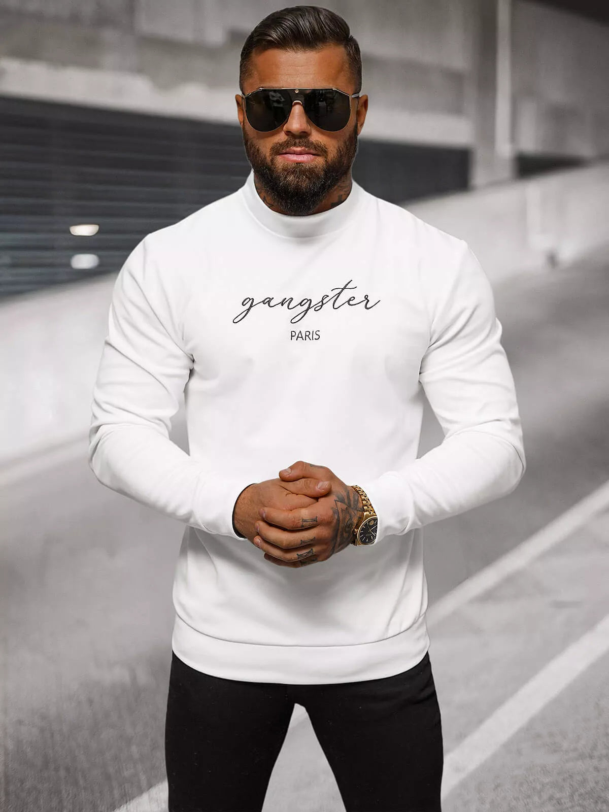 Men's white sweater Gangster