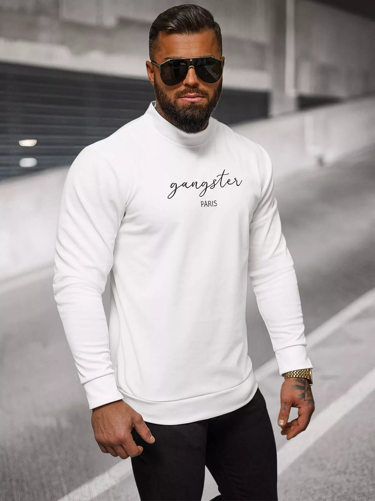 Men's white sweater Gangster