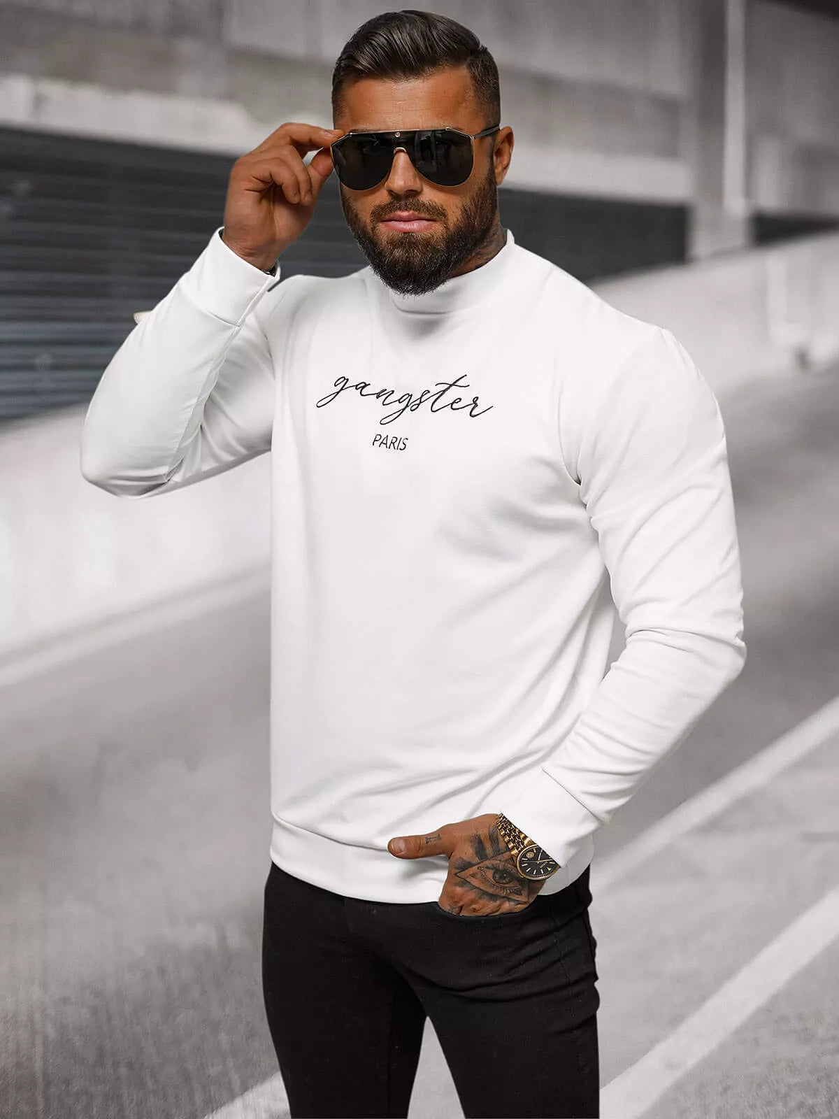 Men's white sweater Gangster
