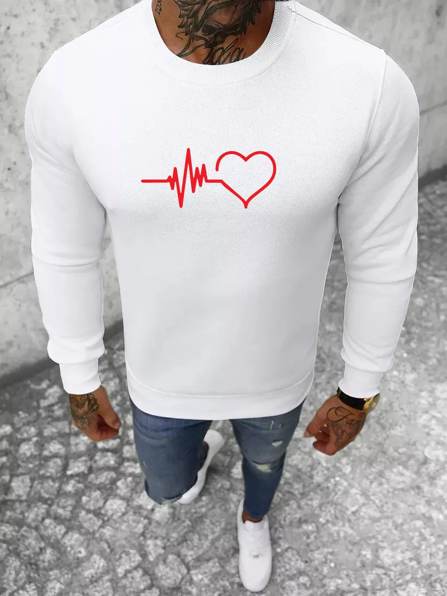White men's sweater Heart
