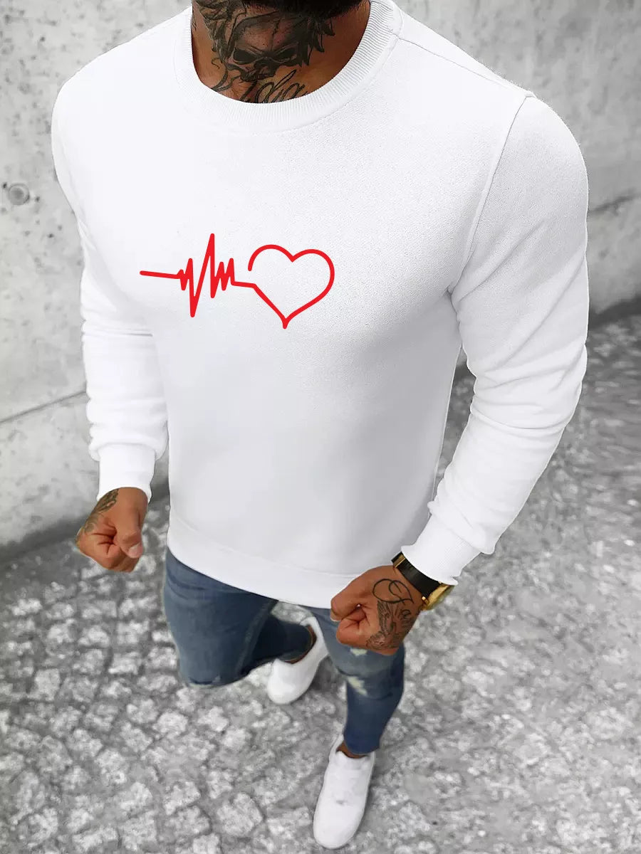 White men's sweater Heart