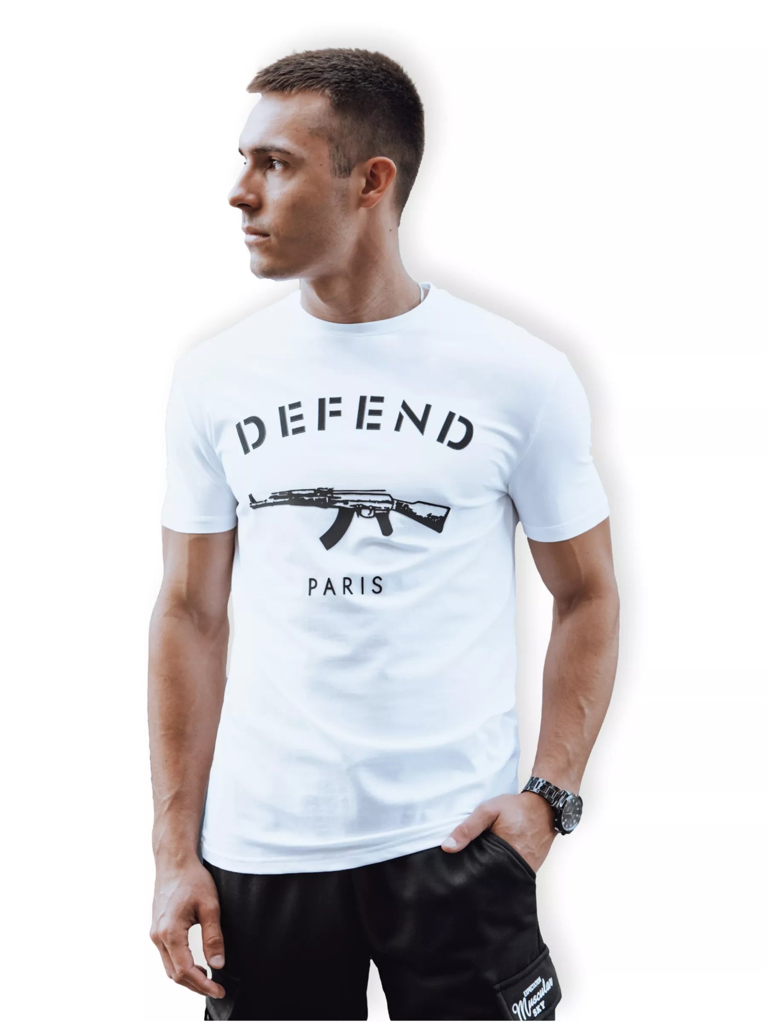 Men's white T-shirt Defend