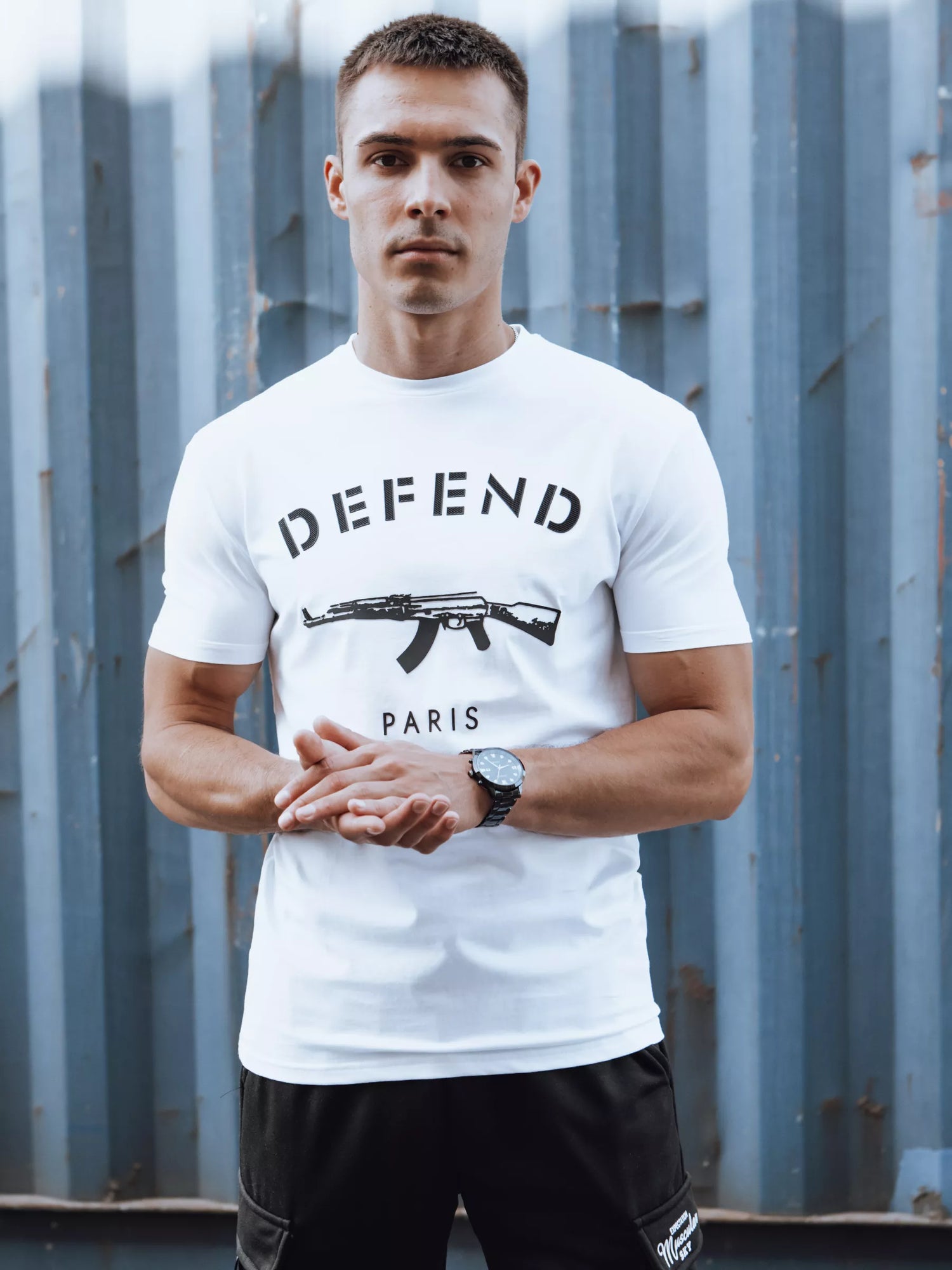 Men's white T-shirt Defend