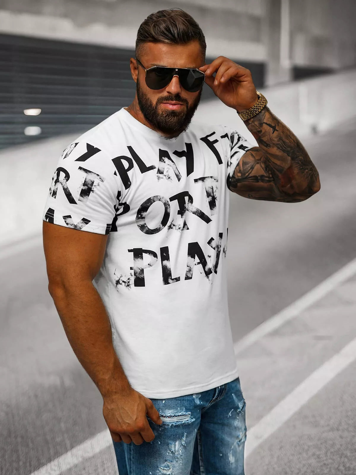 Men's white T-shirt Play