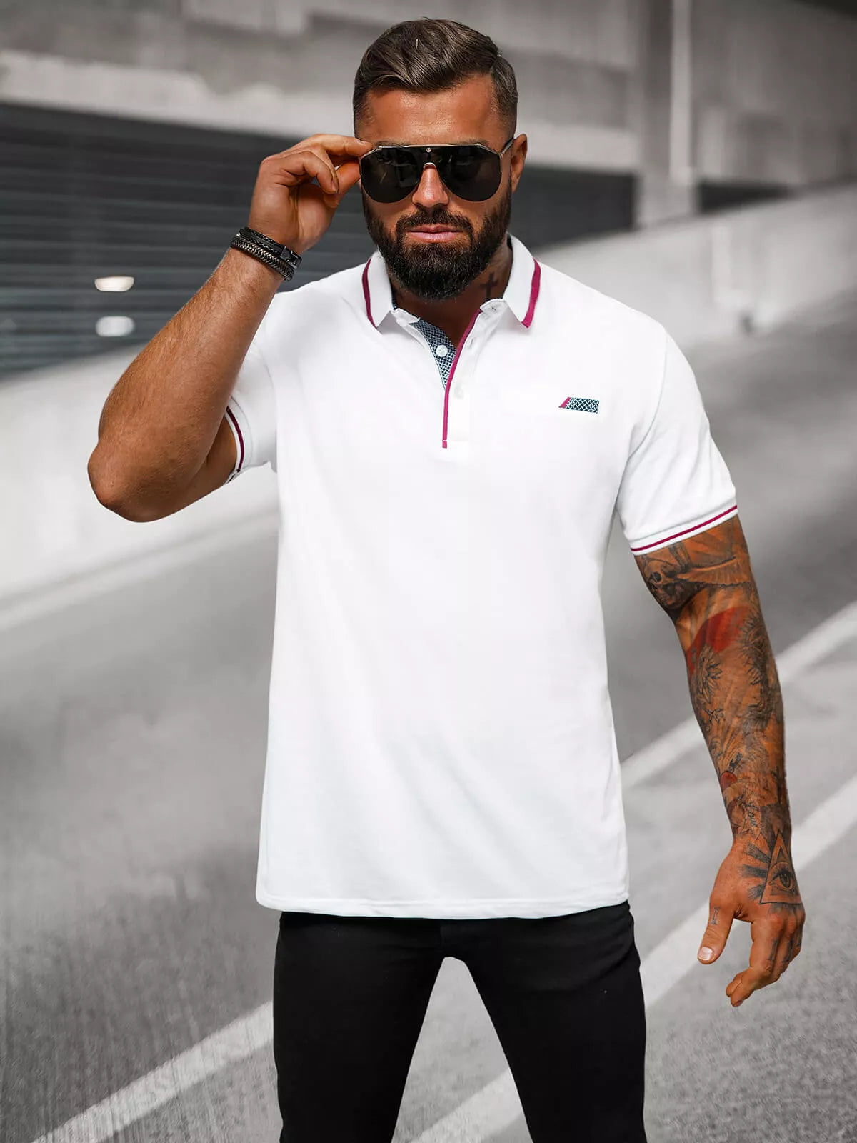 Men's white polo shirt Team