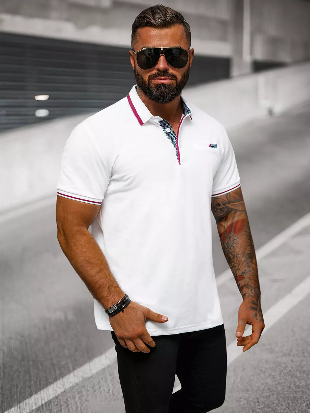 Men's white polo shirt Team