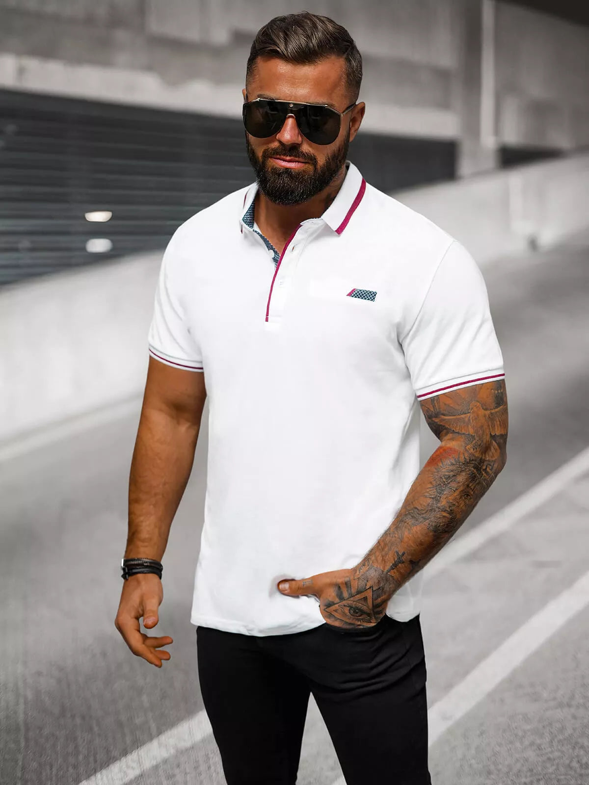 Men's white polo shirt Team