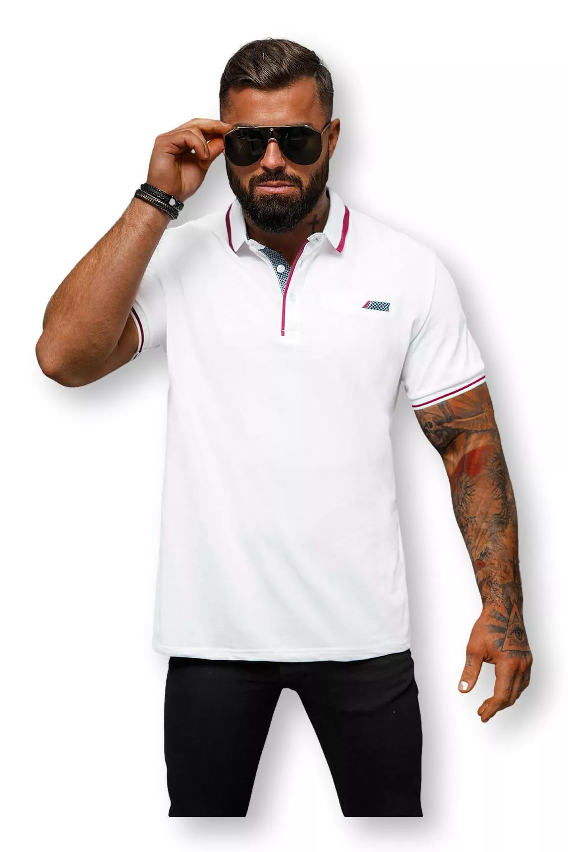 Men's white polo shirt Team