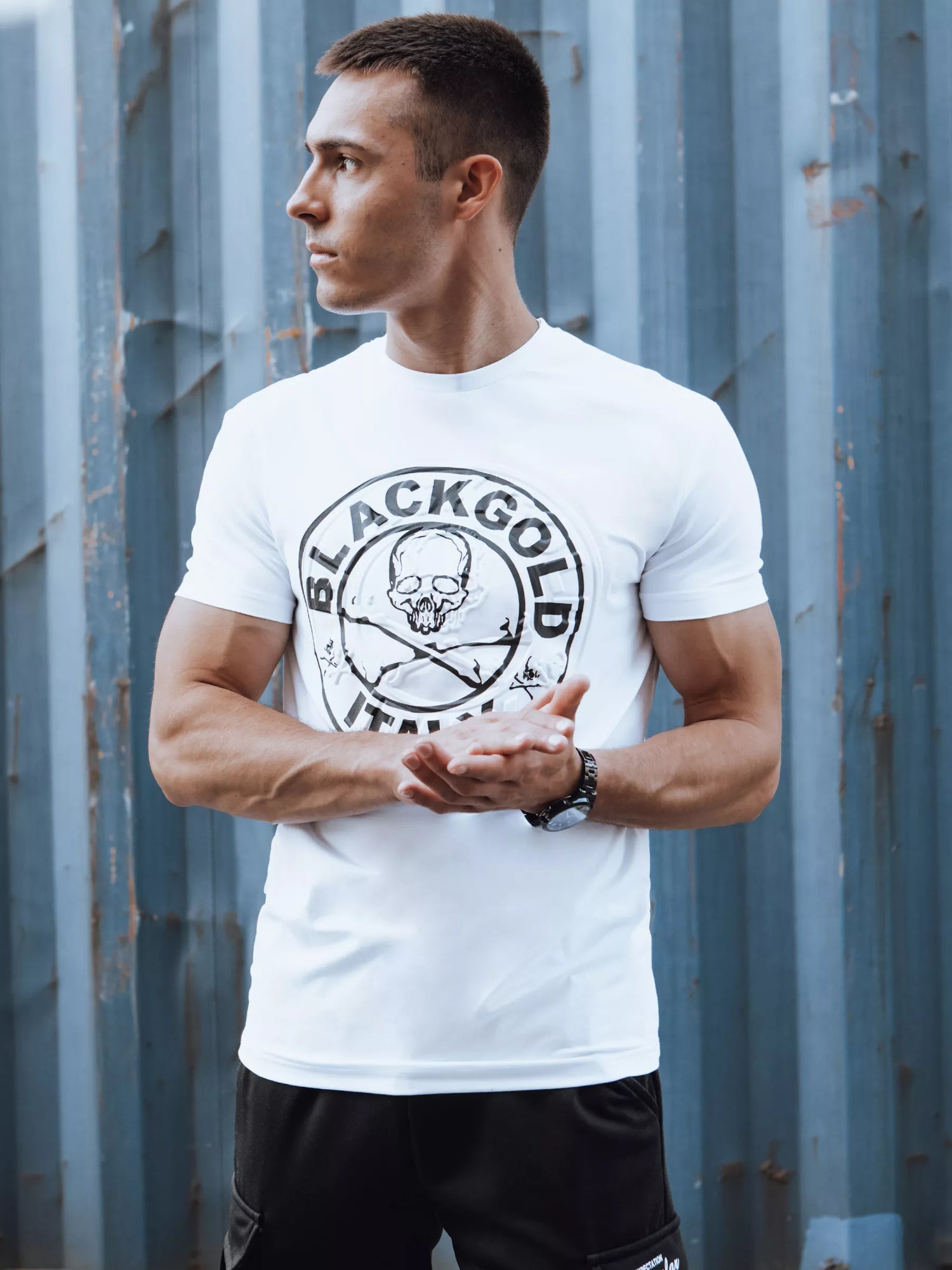 Men's white T-shirt with print Blackgold