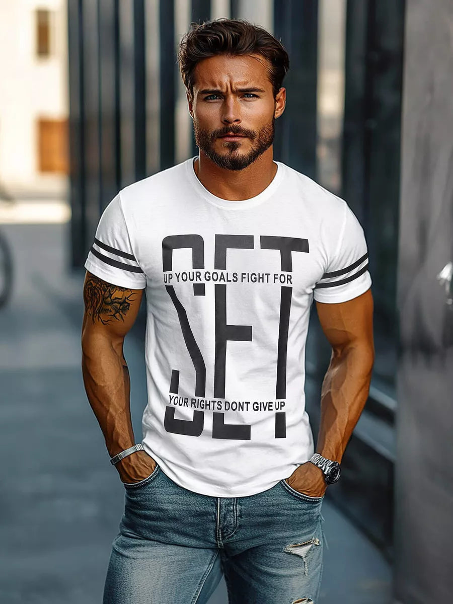 Men's white T-shirt Dont give up