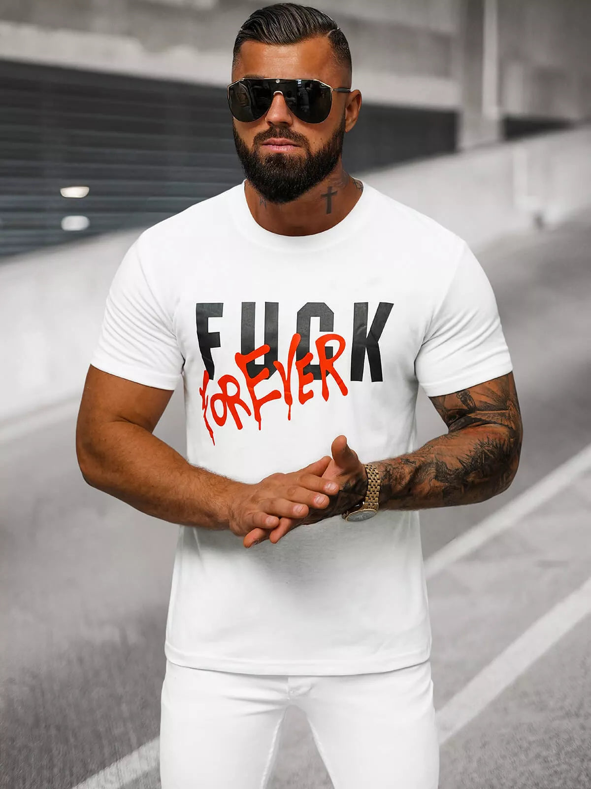 Men's white T-shirt Forever